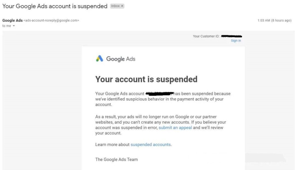 How to restore a suspended Google Ads account