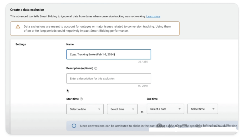 A comprehensive explanation of Google's ad data exclusion feature